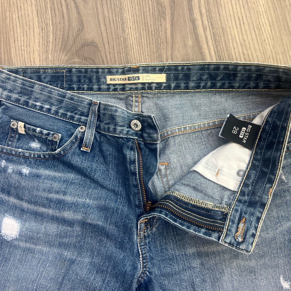 Big Star Joey Distressed Boyfriend Blue Jean Denim Shorts, Women’s Size 28